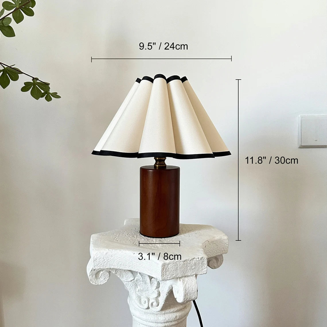 New store promotion Wooden Pillar Pleated Table Lamp, Fabric Shade 110-240V For Bedroom Living Room Kitchen Retro Rustic Cozy Decorative Japandi Nightstand Lamp
