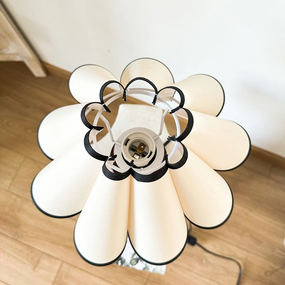 New store promotion Wooden Pillar Pleated Table Lamp, Fabric Shade 110-240V For Bedroom Living Room Kitchen Retro Rustic Cozy Decorative Japandi Nightstand Lamp