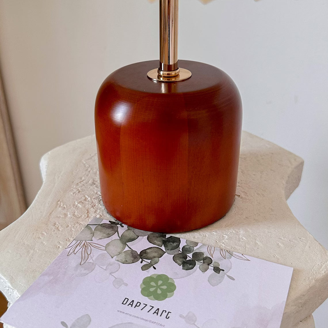 Handmade Oak Wooden Vintage Table Lamp, Pleated Fabric Shade 110-240V, Bedroom Kitchen Rustic Cozy Art Decor, Japandi Nightstand Desk Lamp